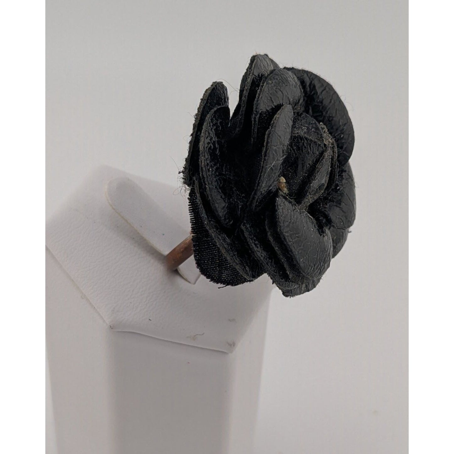 Whimsygoth Faux Leather Floral Ring Size 8 (Adjustable)