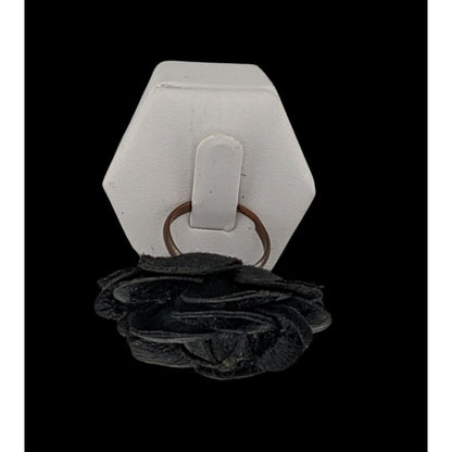 Whimsygoth Faux Leather Floral Ring Size 8 (Adjustable)