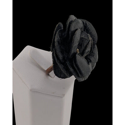 Whimsygoth Faux Leather Floral Ring Size 8 (Adjustable)