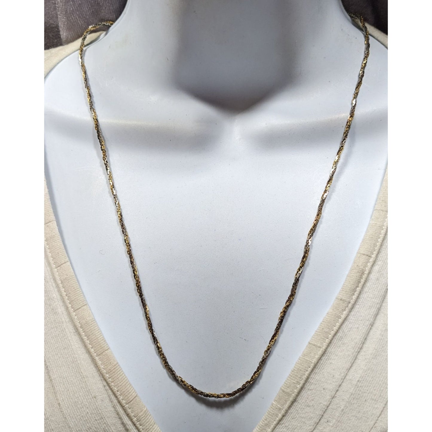 Gold & Silver Tone Twist Rope Chain Necklace