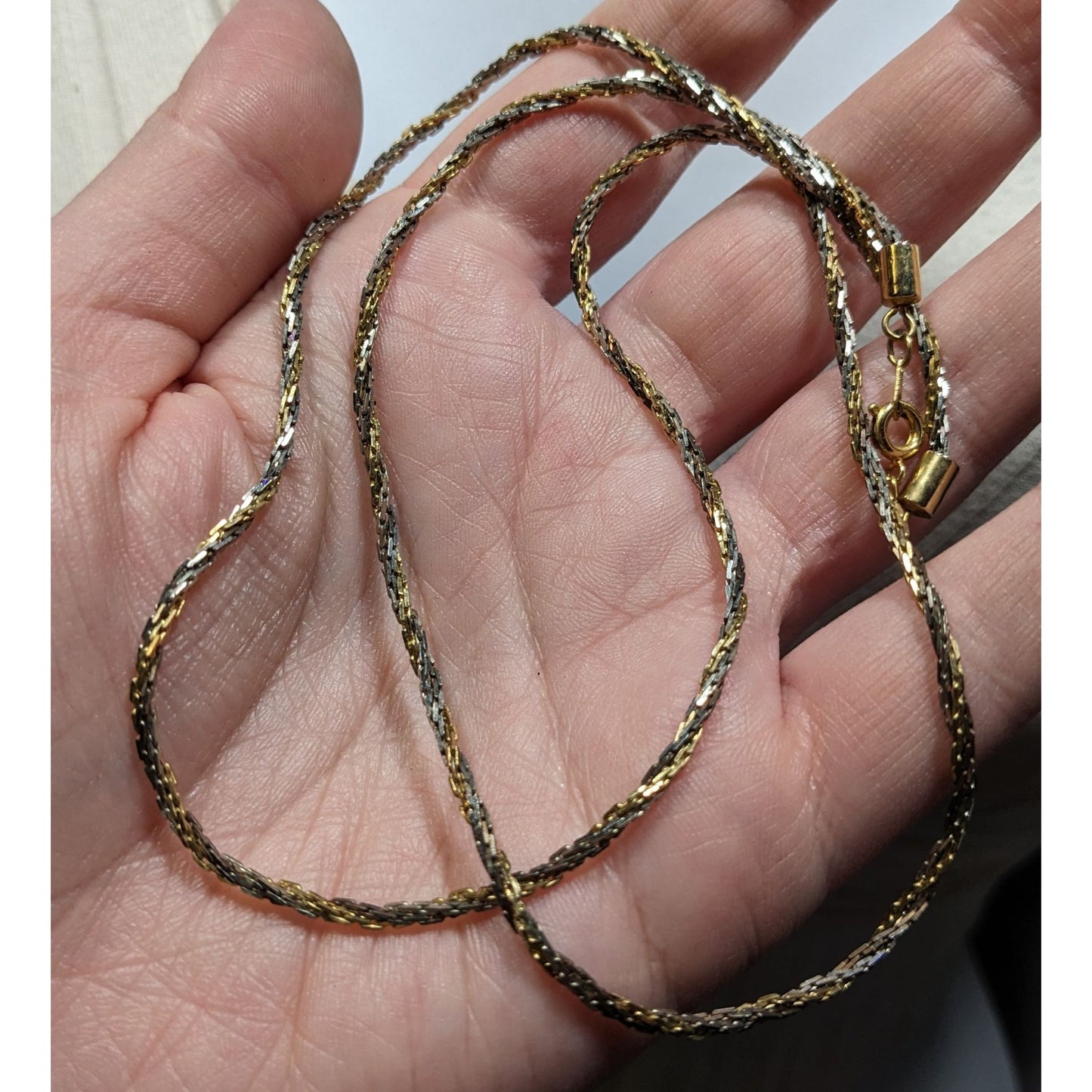 Gold & Silver Tone Twist Rope Chain Necklace