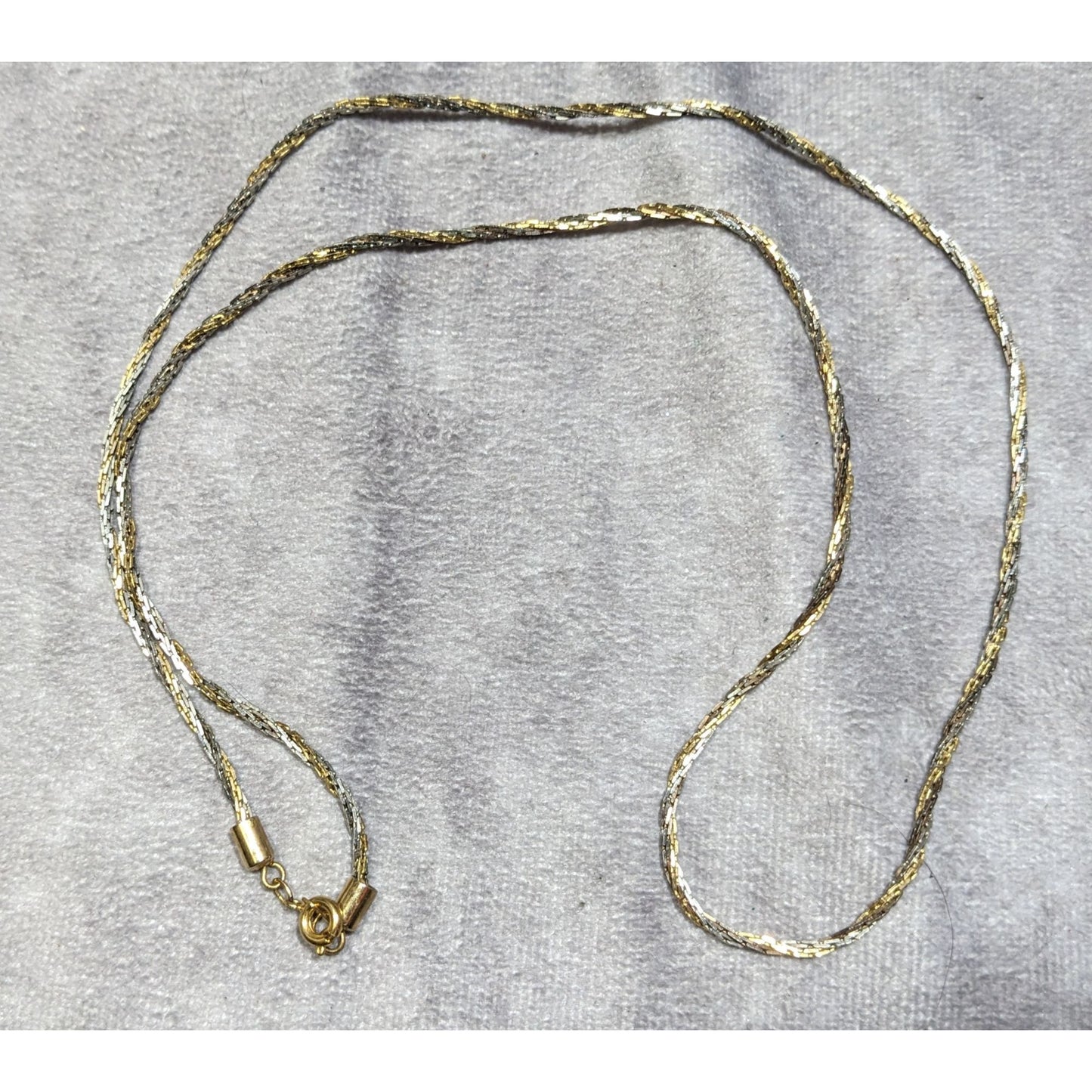 Gold & Silver Tone Twist Rope Chain Necklace