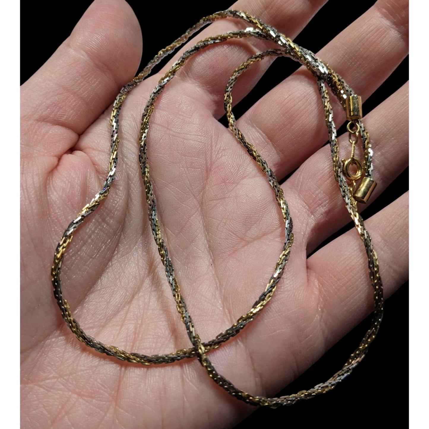 Gold & Silver Tone Twist Rope Chain Necklace