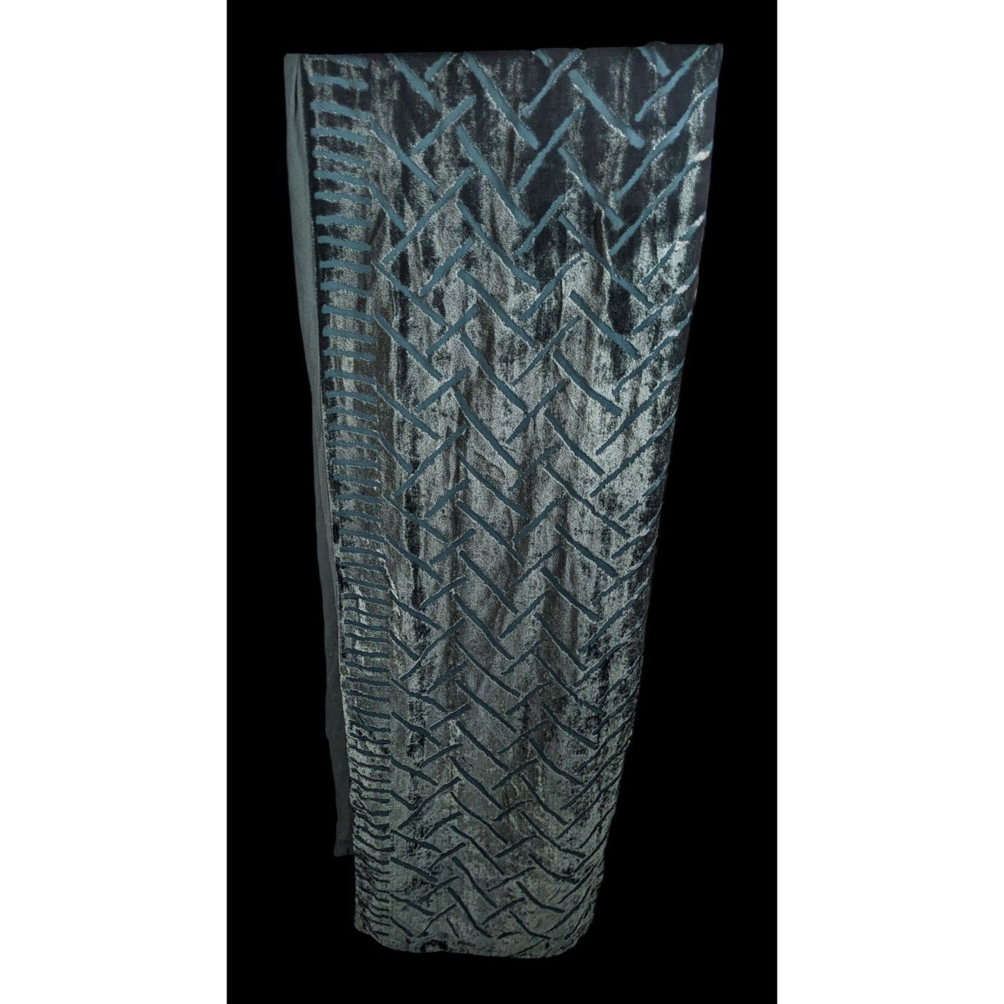 Vintage Dark Blue Criss Cross Geometric Velvet Burnout Scarf