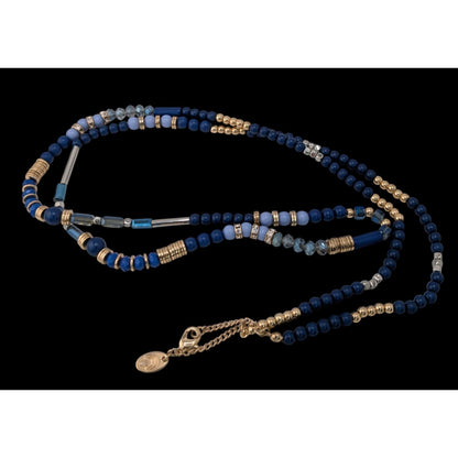 Charming Charlie Blue Beaded Necklace Long Layering Necklace Boho Coastal Statement