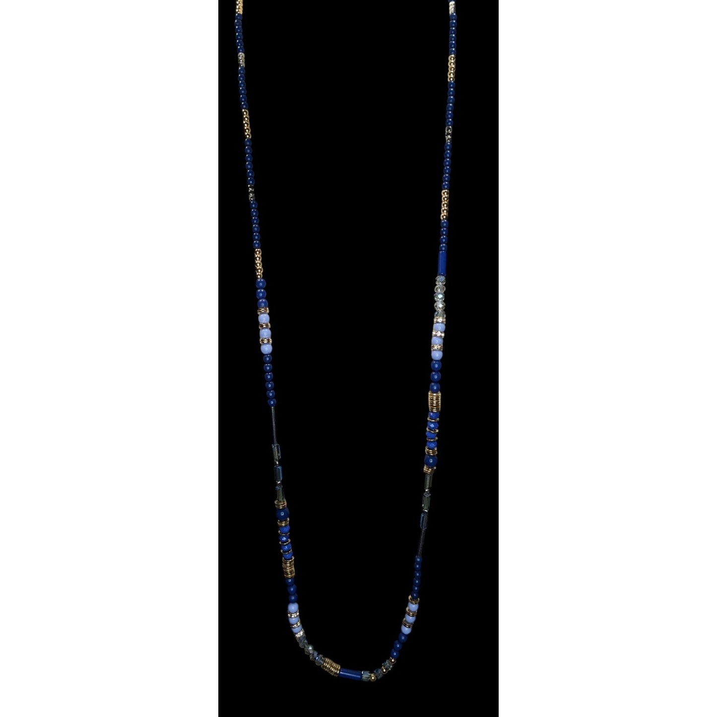 Charming Charlie Blue Beaded Necklace Long Layering Necklace Boho Coastal Statement