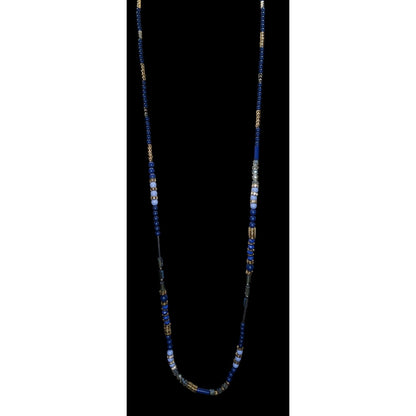 Charming Charlie Blue Beaded Necklace Long Layering Necklace Boho Coastal Statement