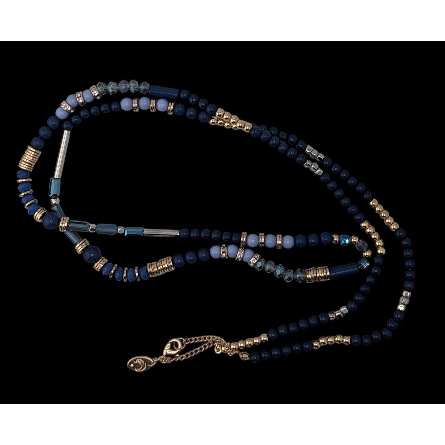 Charming Charlie Blue Beaded Necklace Long Layering Necklace Boho Coastal Statement