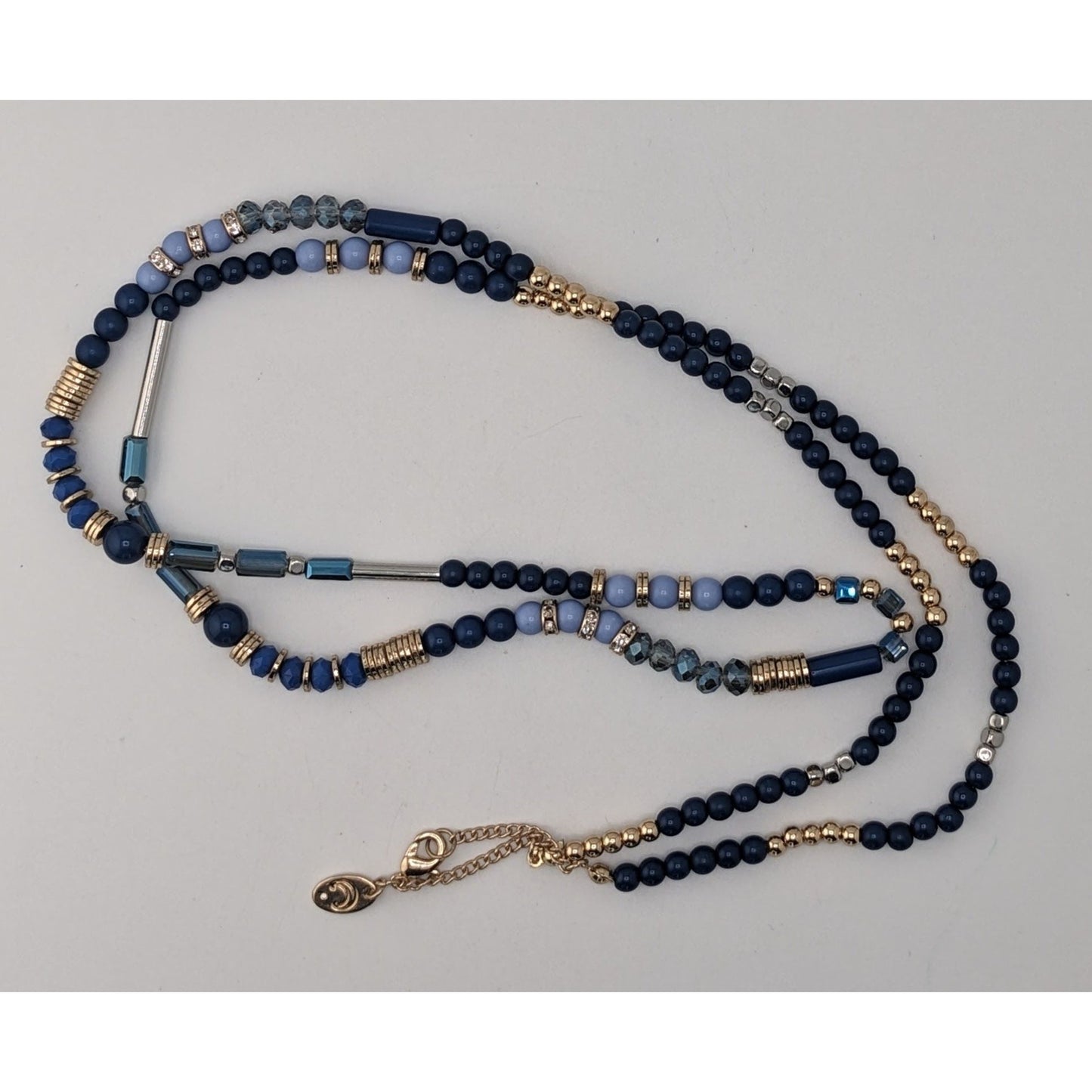 Charming Charlie Blue Beaded Necklace Long Layering Necklace Boho Coastal Statement