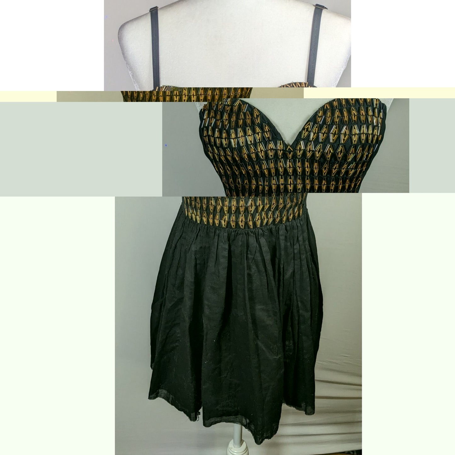 One Teaspoon by Free People Black And Gold Beaded Mini Dress