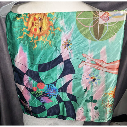 Brisato Studio Unique Green Art Icons Square Scarf