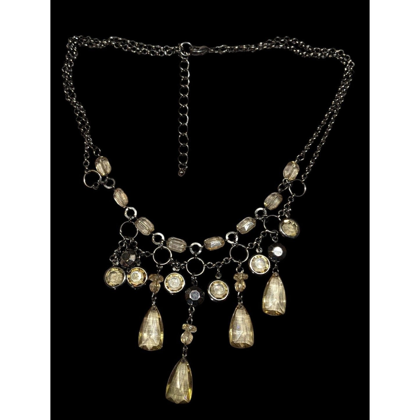 Vintage Fantasy Champagne Gemmed Chandelier Necklace
