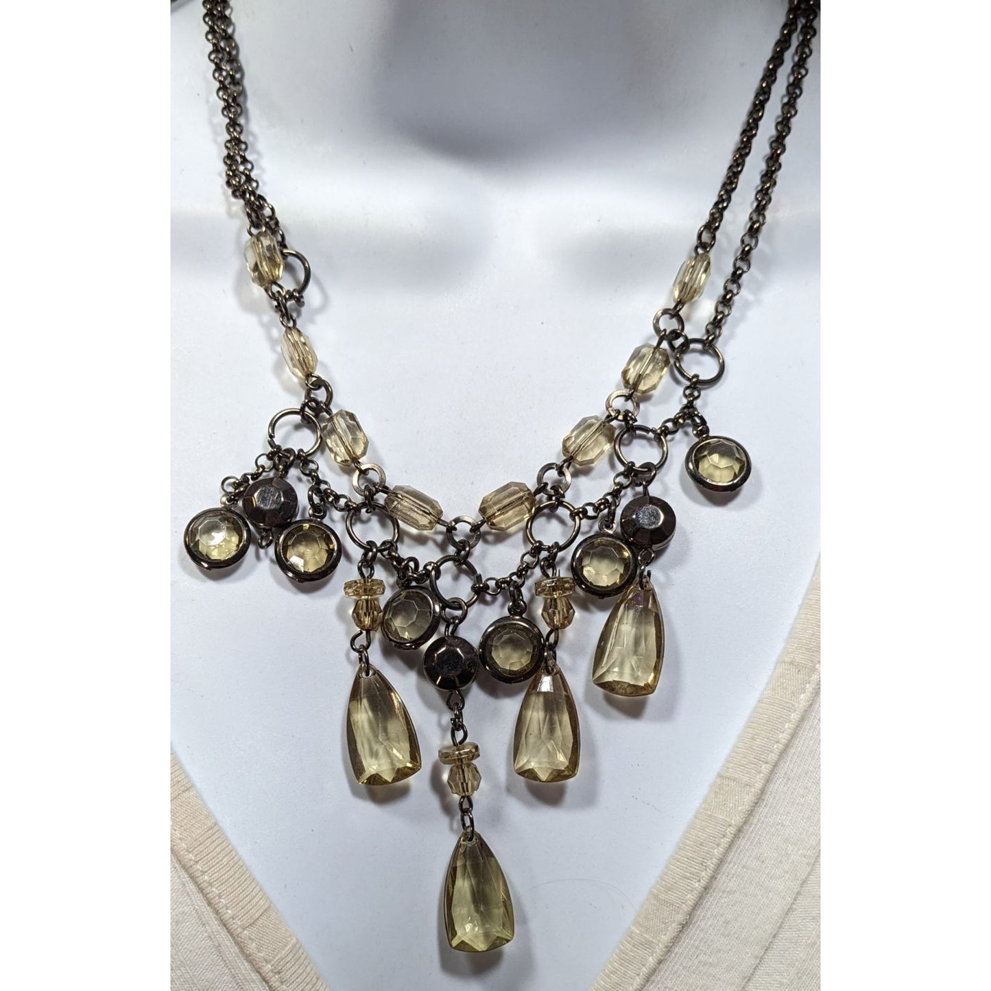 Vintage Fantasy Champagne Gemmed Chandelier Necklace