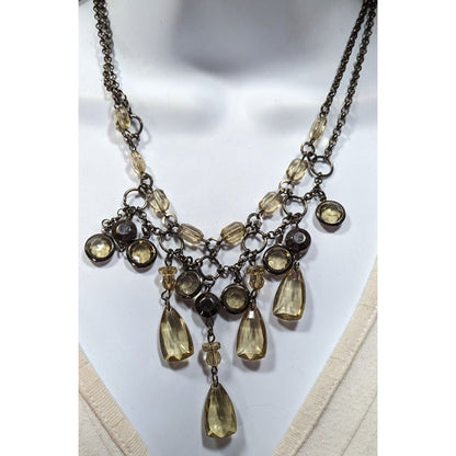 Vintage Fantasy Champagne Gemmed Chandelier Necklace