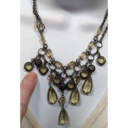 Vintage Fantasy Champagne Gemmed Chandelier Necklace