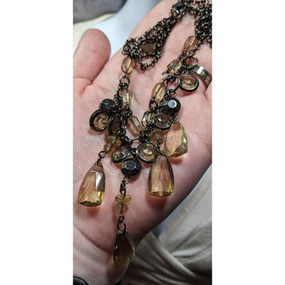 Vintage Fantasy Champagne Gemmed Chandelier Necklace