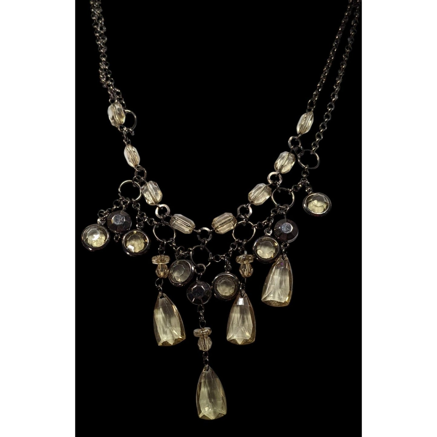 Vintage Fantasy Champagne Gemmed Chandelier Necklace