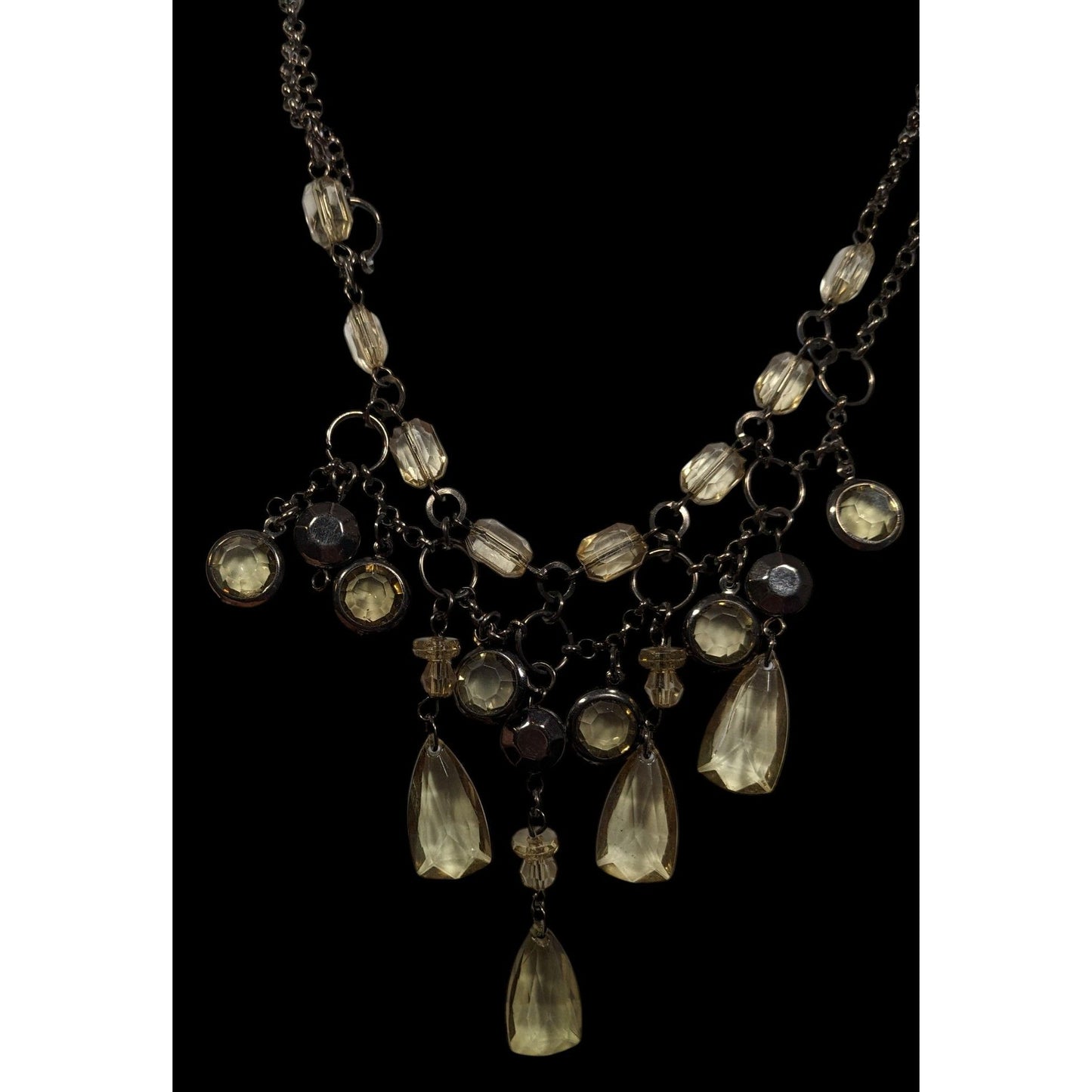 Vintage Fantasy Champagne Gemmed Chandelier Necklace