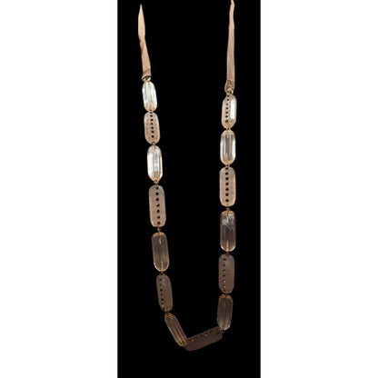 J.Crew Translucent Pink Link Tie On Necklace With Rhinestone Accents