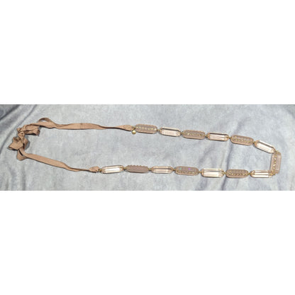 J.Crew Translucent Pink Link Tie On Necklace With Rhinestone Accents