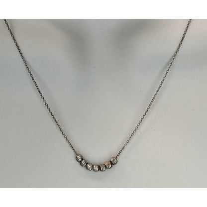 LA 925 Sterling Silver Diamond Cut Bead Necklace Minimalist Dainty Chain