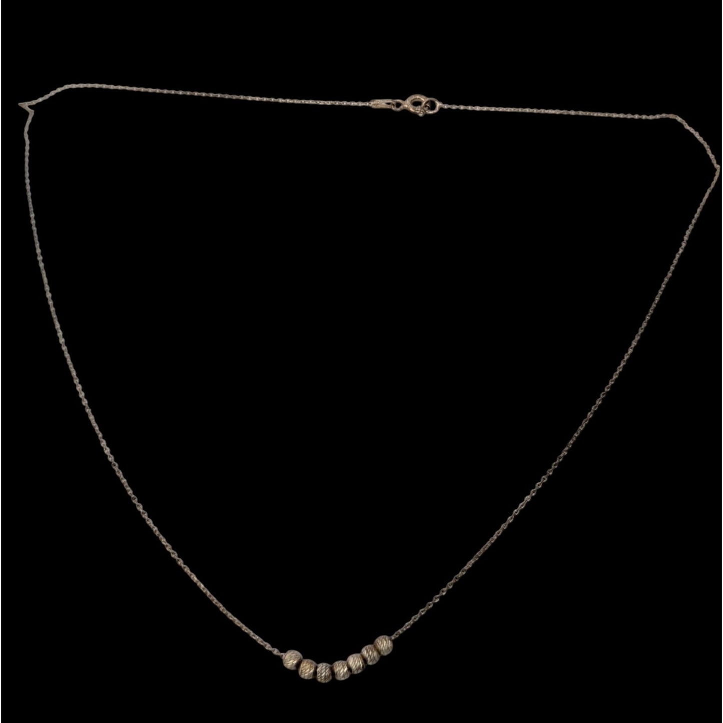 LA 925 Sterling Silver Diamond Cut Bead Necklace Minimalist Dainty Chain