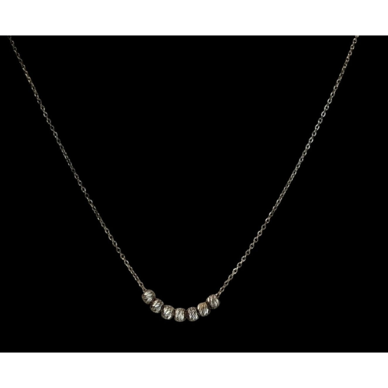 LA 925 Sterling Silver Diamond Cut Bead Necklace Minimalist Dainty Chain