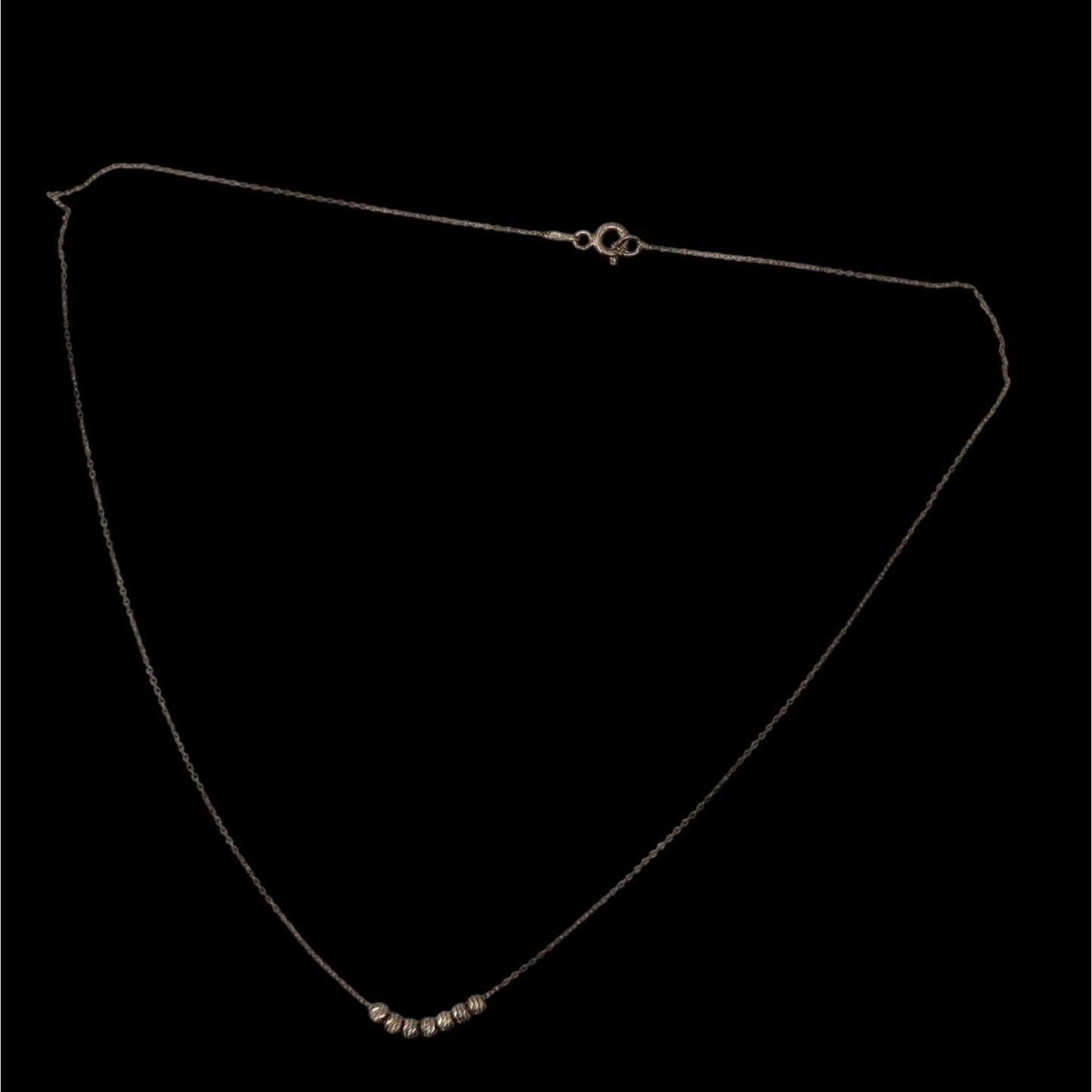 LA 925 Sterling Silver Diamond Cut Bead Necklace Minimalist Dainty Chain