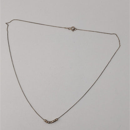 LA 925 Sterling Silver Diamond Cut Bead Necklace Minimalist Dainty Chain