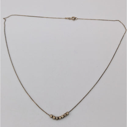 LA 925 Sterling Silver Diamond Cut Bead Necklace Minimalist Dainty Chain