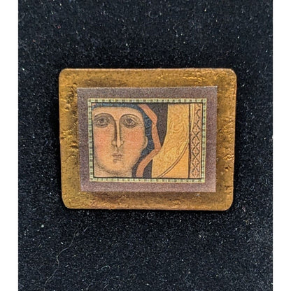 Upcycled Handmade Classic Art Print On Copper Brooch