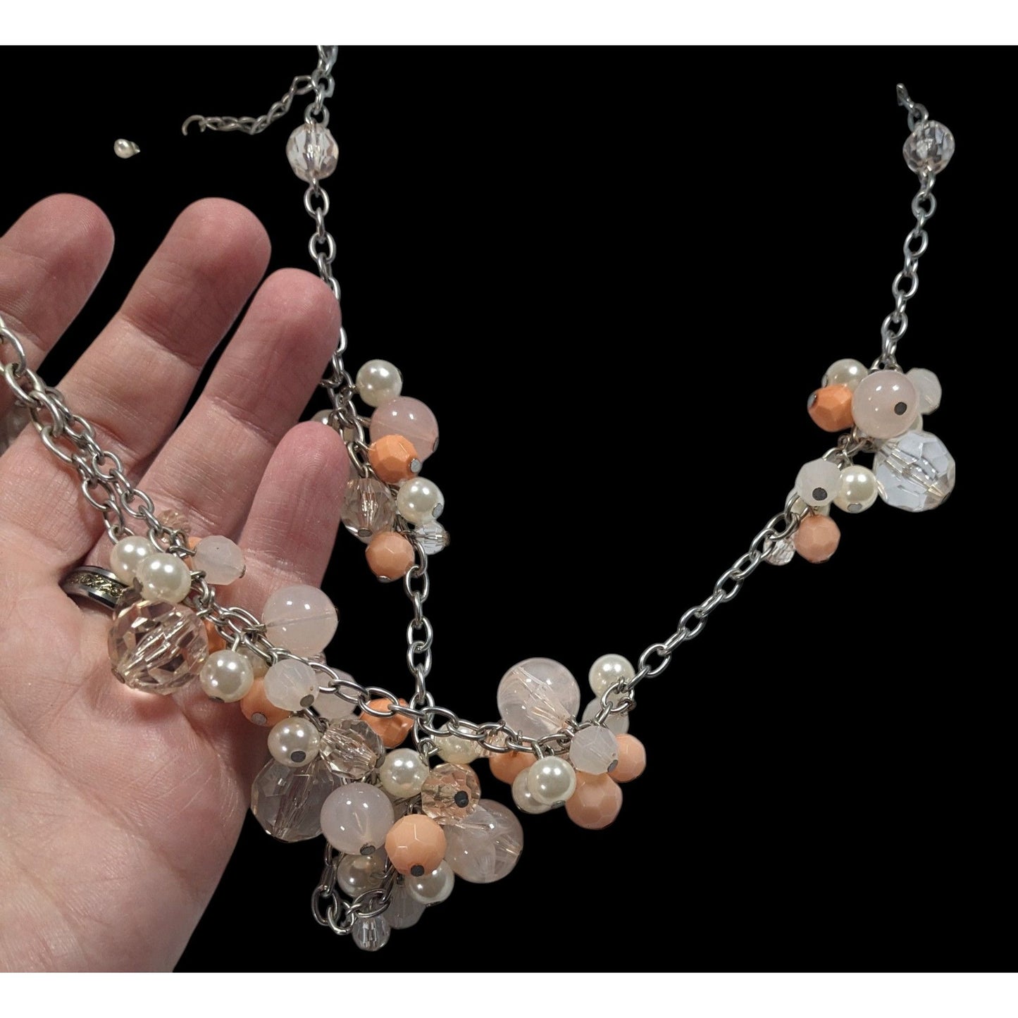 Coquette Spring Themed Beaded Cluster Station Necklace