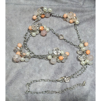 Coquette Spring Themed Beaded Cluster Station Necklace