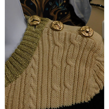 Preppy Sweewe Paris Cable Knit Striped Sweater