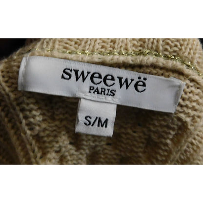 Preppy Sweewe Paris Cable Knit Striped Sweater