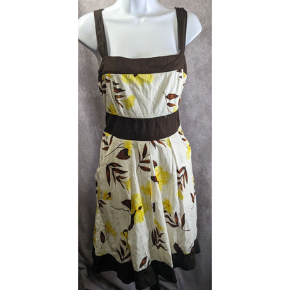 Speechless Floral Print Dress With Brown Trim & Tie Belt Size 13