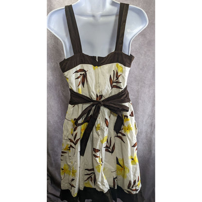 Speechless Floral Print Dress With Brown Trim & Tie Belt Size 13