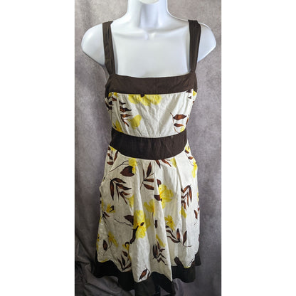 Speechless Floral Print Dress With Brown Trim & Tie Belt Size 13