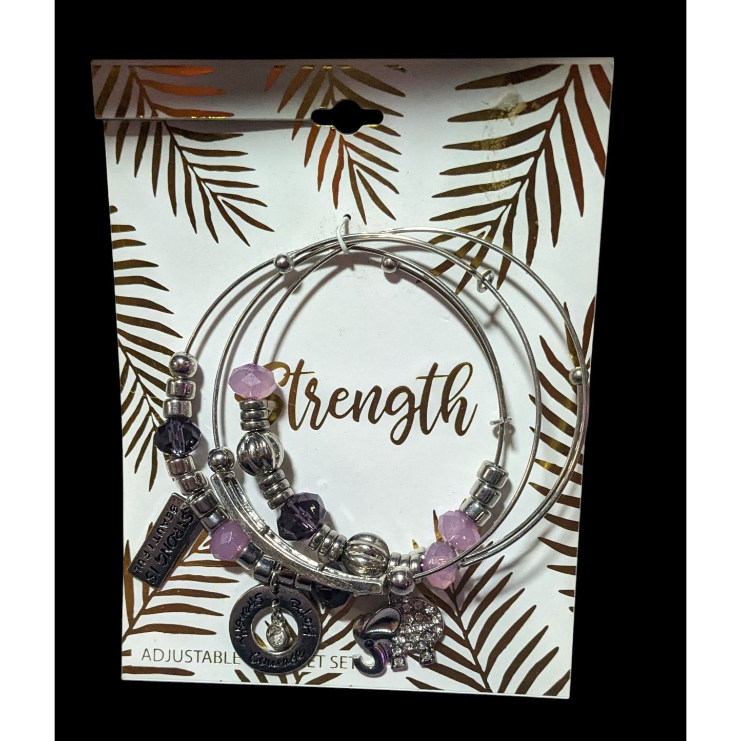 Kohl's Strength Silver Tone Adjustable Charm Bracelet Set