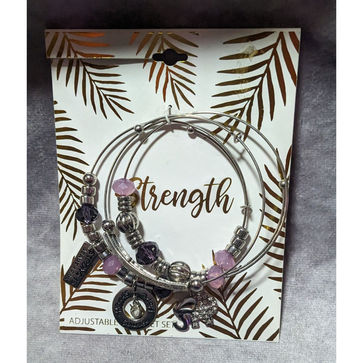 Kohl's Strength Silver Tone Adjustable Charm Bracelet Set