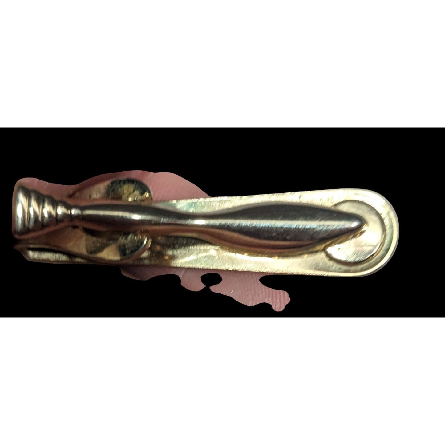 Vintage Sun Burst Engraved Gold Tone Tie Clip (Missing Stone)