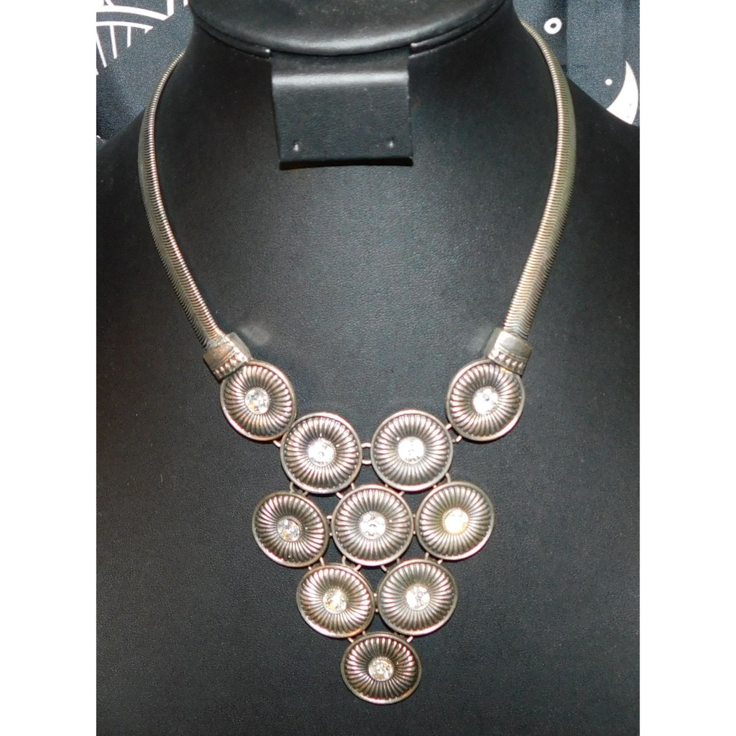 Space Age Brutalist Gemmed Statement Necklace