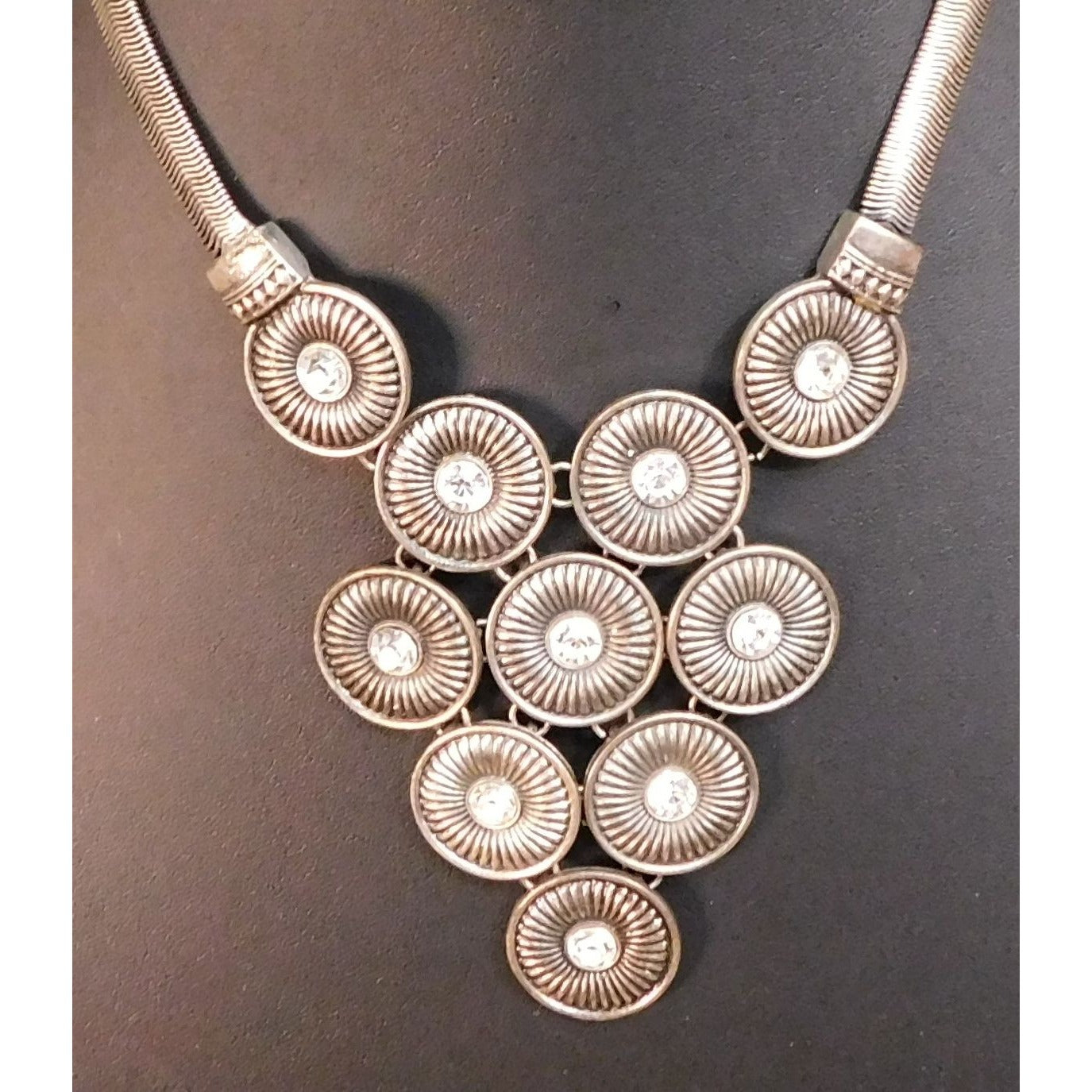 Space Age Brutalist Gemmed Statement Necklace