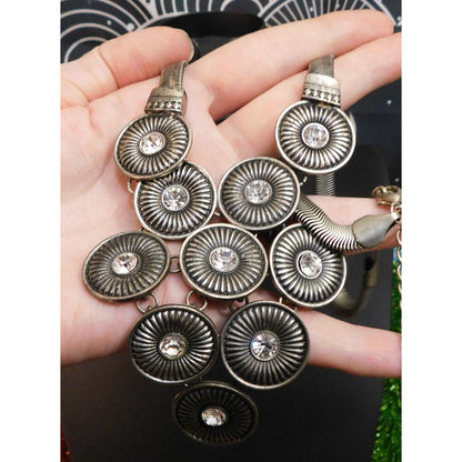 Space Age Brutalist Gemmed Statement Necklace