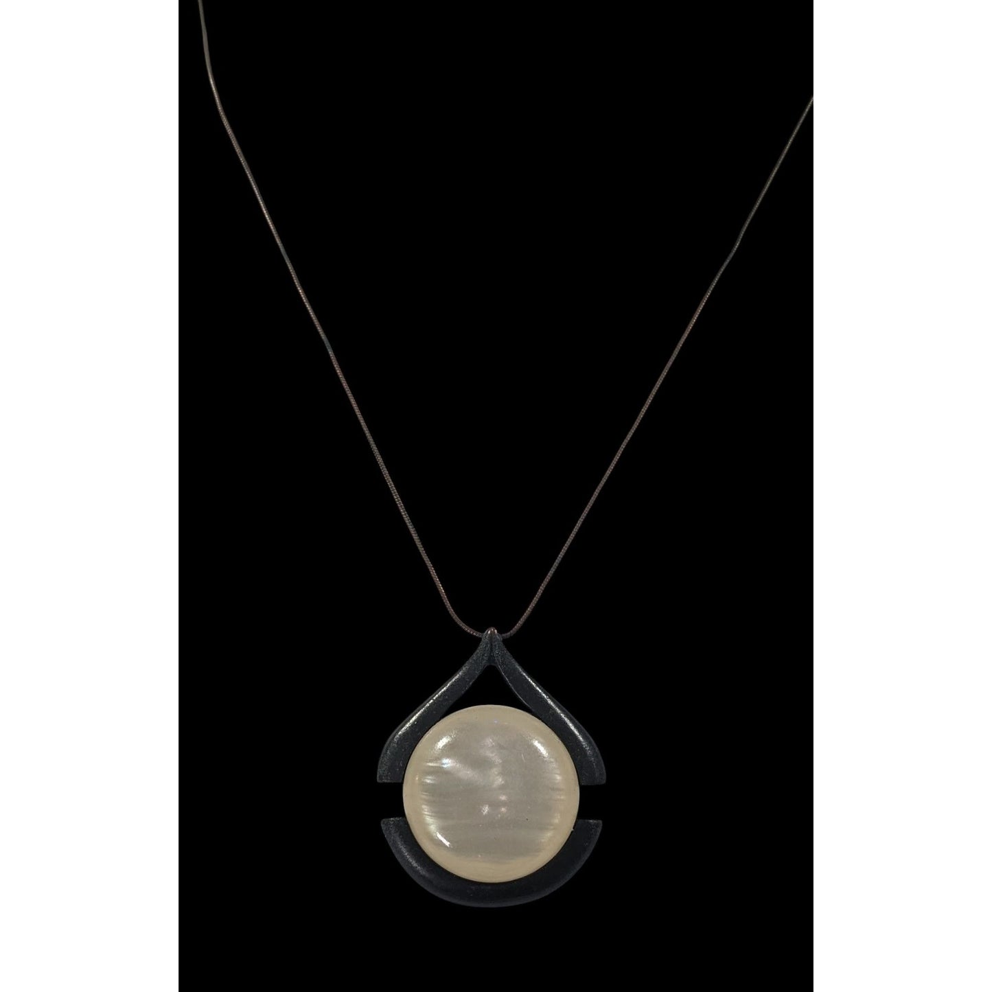 Express Art Deco Glass Cabochon Antiqued Gold Tone Pendant Necklace