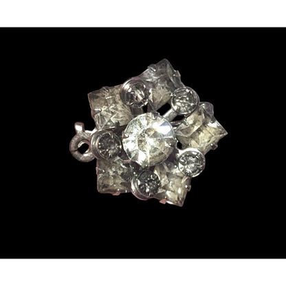 Vintage Rhinestone Snowflake Silver tone Mini Brooch