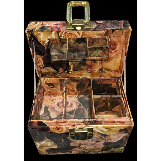 Grandmacore Vintage 90s Floral Decoupage Vanity Jewelry Train Case
