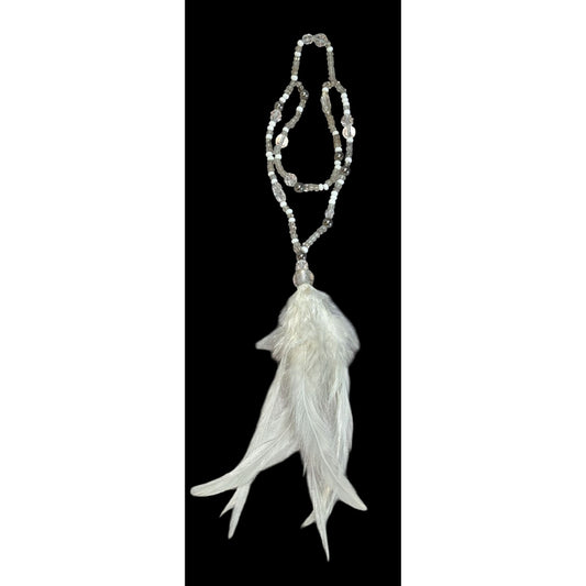 Fairycore White Feather Beaded Hanging Decorative Charm