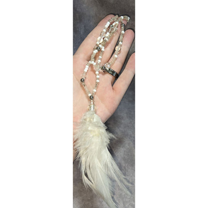 Fairycore White Feather Beaded Hanging Decorative Charm