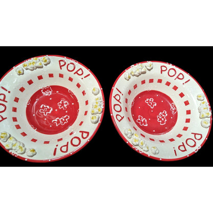 Patti Cappell 3D Red And White Gingham Popcorn Themed Bowls (2)